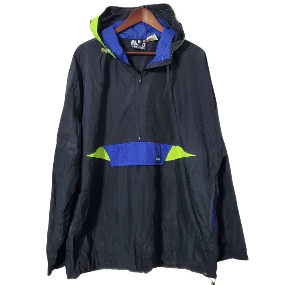 VTG 80s Windbreaker Jacket Size XL GRANITE Tom Mangold Colorblock USA Made Mens